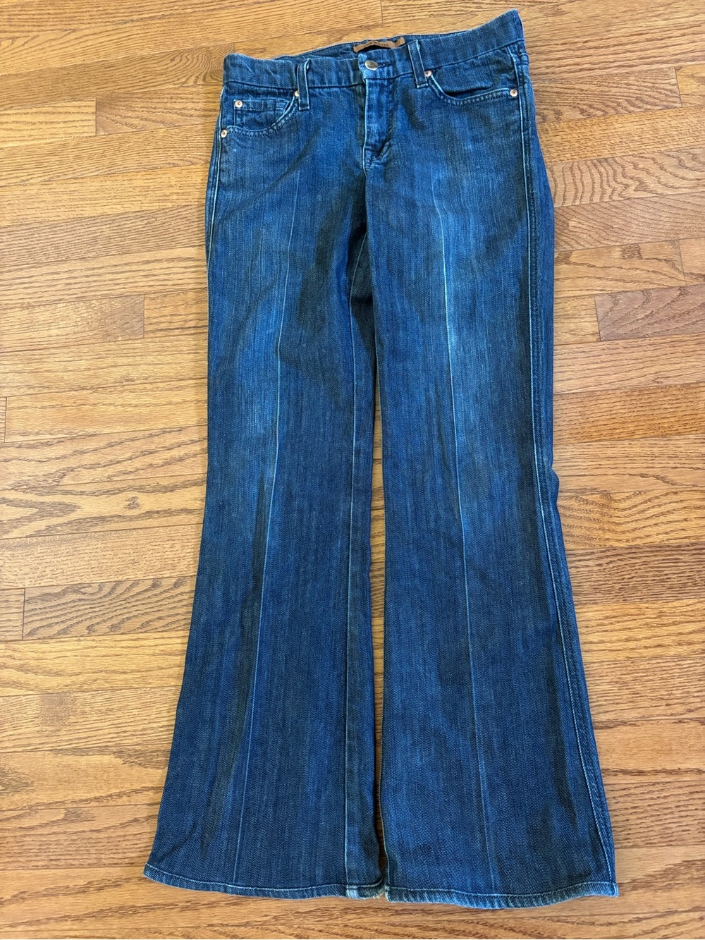 Arden B Dark Blue Flared Wide-Leg Jeans